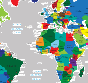 Adesivo murale colorato mappa del mondo - TenStickers