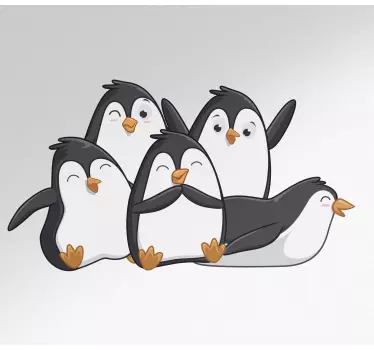 Adesivi animali per bambini famiglia di pinguini felici - TenStickers