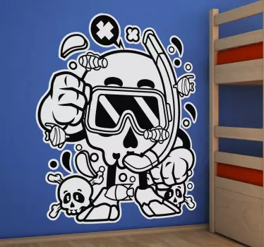 Adesivi animali per bambini grafica teschio subacqueo - TenStickers