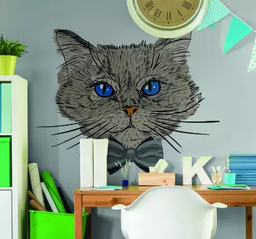 Adesivi animali per bambini papillon faccia di gatto - TenStickers