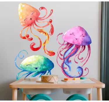 Adesivi animali per bambini personaggi meduse colorate - TenStickers