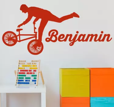 Adesivi animali per bambini personalizzazione nome bmx - TenStickers