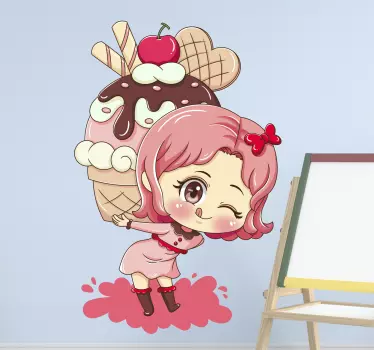 Adesivi animali per bambini ragazza carina con gelato - TenStickers