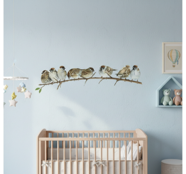 Adesivi animali per bambini uccelli su ramo - TenStickers
