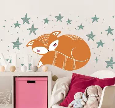 Adesivo animale selvatico Stelle con stile nordico volpe - TenStickers