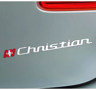 Adesivo auto Bandiera svizzera e nome personalizzato - TenStickers