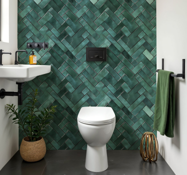 Adesivo bagno spina di pesce verde - TenStickers