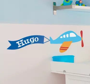 Adesivo bambini aereo con nome - TenStickers