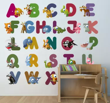 Adesivo bambini alfabeto con animali - TenStickers
