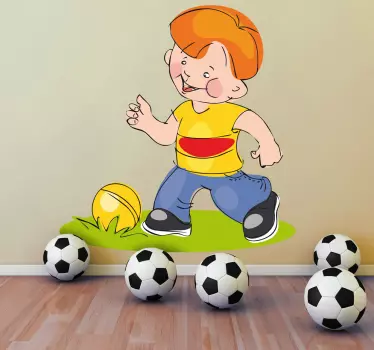 Adesivo bambini bimbo con pallone - TenStickers