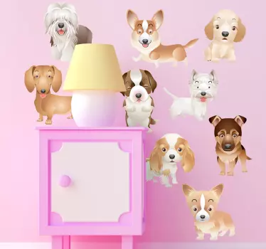 Adesivo bambini cameretta collezione cuccioli - TenStickers