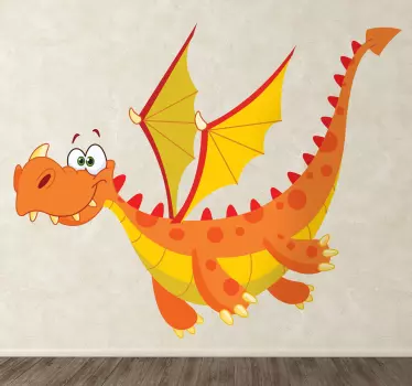 Adesivo bambini dragone alato arancione - TenStickers