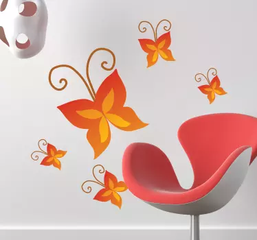 Adesivo bambini farfalla arancione - TenStickers