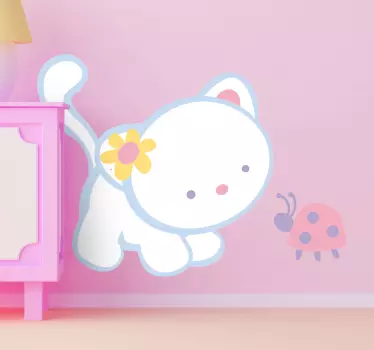 Adesivo bambini gatto e coccinella - TenStickers