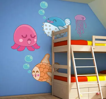 Adesivo bambini illustrazione pesci - TenStickers