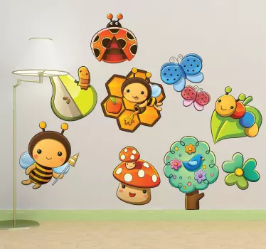 Adesivo bambini insetti e fiori - TenStickers