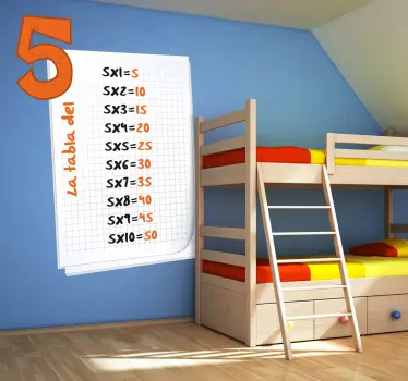 Adesivo bambini tabella delle moltiplicazioni 5 - TenStickers