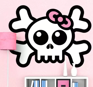 Adesivo per bambini teschio con fiocco - TenStickers