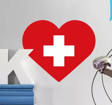 Adesivo bandiera svizzera a forma di cuore - TenStickers