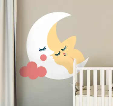Adesivo bebè luna e stella - TenStickers