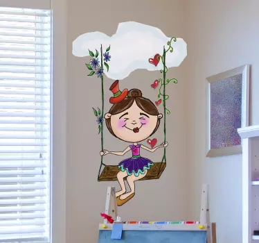 Adesivo cameretta altalena fiorita - TenStickers