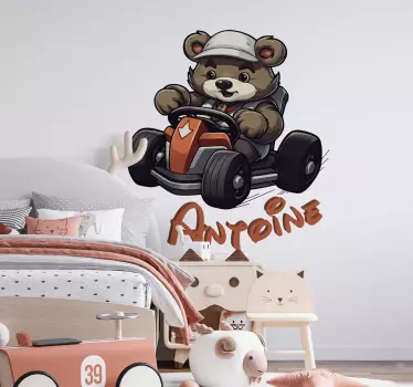 Sticker cameretta orso da corsa - TenStickers