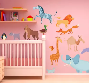 Adesivo cameretta collezione animali selvatici - TenStickers