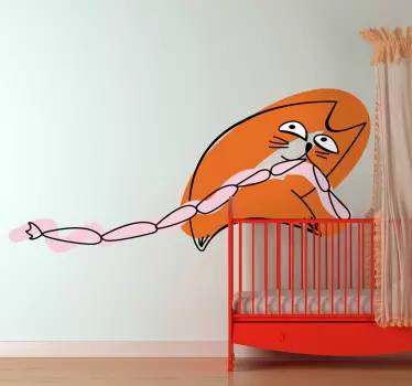 Adesivo cameretta gatto con salsiccia - TenStickers