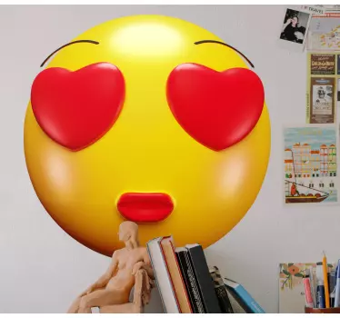 Adesivo cameretta neonato emoji con occhi a cuore - TenStickers