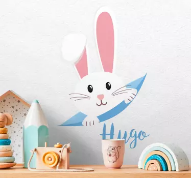 Adesivo cameretta neonato illustrazione con coniglio - TenStickers
