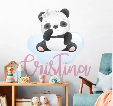 Adesivo cameretta neonato panda con nome - TenStickers