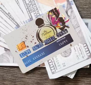 Adesivo carta di credito bottiglia profumo farfalla - TenStickers