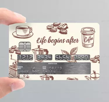 Adesivo carta di credito design a tema caffè - TenStickers