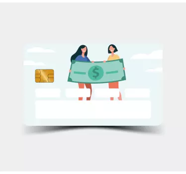 Adesivo carta di credito due donne con contante - TenStickers