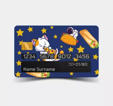 Adesivo carta di credito gatto giocoso delizioso - TenStickers