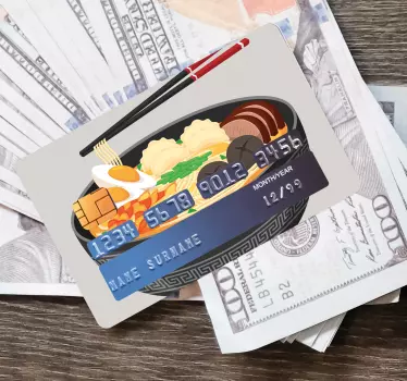 Adesivo carta di credito illustrazione sushi bowl - TenStickers