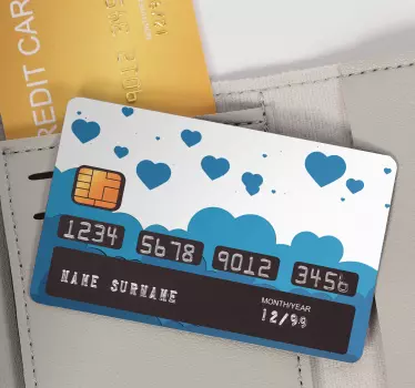 Adesivo carta di credito motivo cuori nuvola - TenStickers