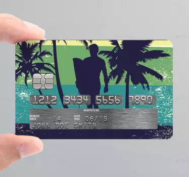 Adesivo carta di credito silhouette del surfista - TenStickers