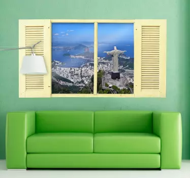 Adesivo murale effetto finestra su Rio de Janeiro - TenStickers