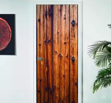Adesivo murale camera da letto effetto legno anticato per porta - TenStickers