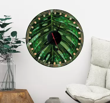 Adesivo murale orologio reale decorazione giungla - TenStickers