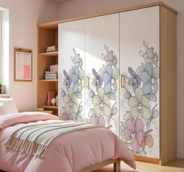 Adesivi animali per bambini fiori di linea colorata - TenStickers