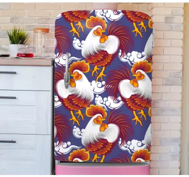 Adesivo per frigo motivo gallo colorato - TenStickers