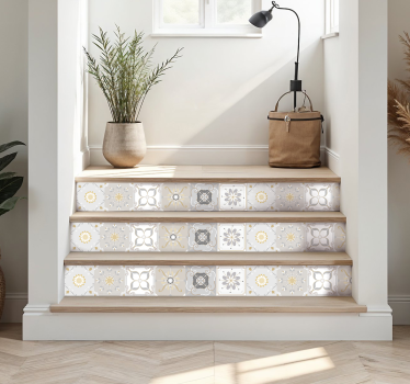 Adesivo per scale piastrelle portoghesi beige - TenStickers