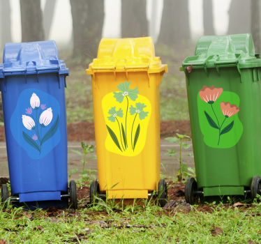 Adesivo contenitore contenitori per rifiuti floreali - TenStickers