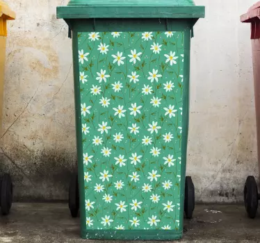 Adesivo contenitore motivo floreale verde - TenStickers