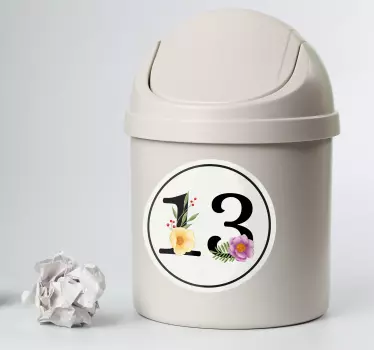 Adesivo contenitore numero floreale personalizzato - TenStickers
