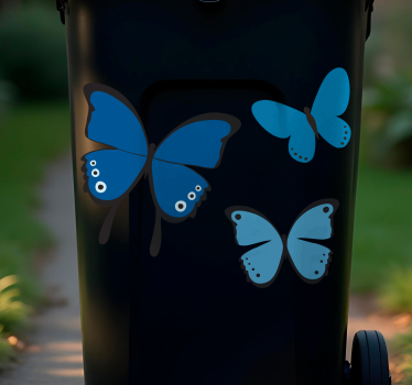 Adesivo contenitore trio di farfalle colorate - TenStickers