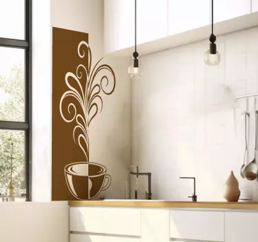 Adesivo murale cucina linee decorative di caffè - TenStickers