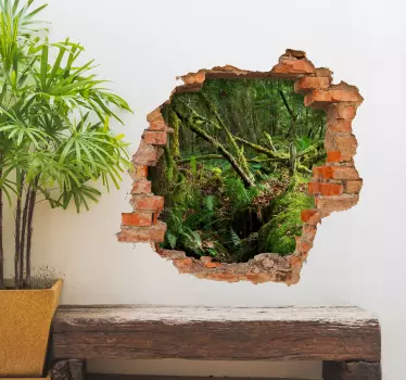 Adesivo da parete con effetti visivi jungle trompe l'oeil - TenStickers